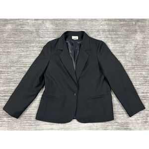 Carriage Court Blazer Womens 16 Black Vintage One Button Front Polyester‎